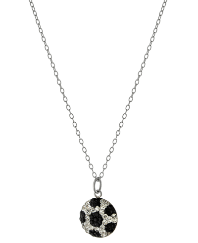 Giani Bernini Crystal Soccer Ball 18" Pendant Necklace In Sterling Silver, Created For Macy's