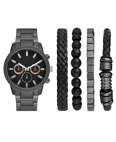 Folio Men's Black Stainless Steel Bracelet Watch, 46mm Gift Set