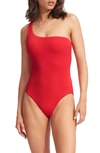 Seafolly Sea Dive One-shoulder One-piece Swimsuit In Chilli Red