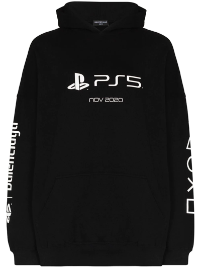 Balenciaga Playstation™ Printed Hoodie In Black
