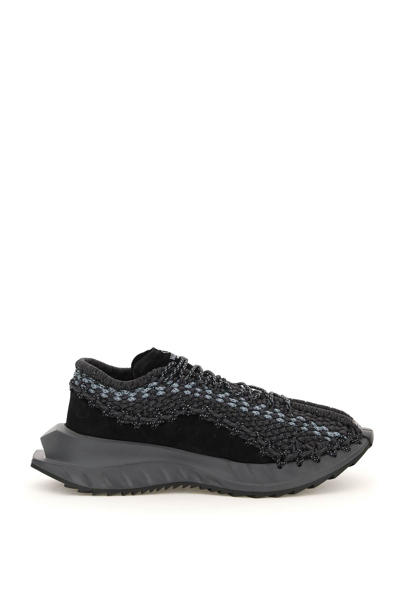 Valentino Garavani Grey Outdoor Crochet Low Top Sneakers In Black,grey
