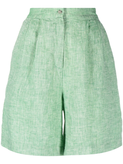 Tommy Hilfiger Drawstring-waist Linen Shorts In Green