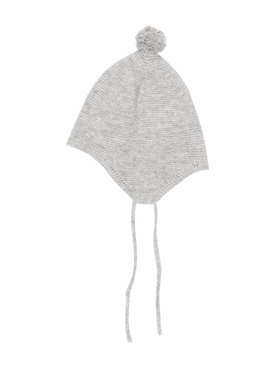 Patachou Babies' Knitted Pompom Hat In Grey