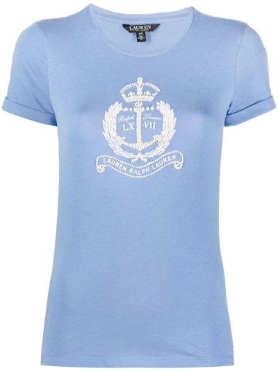 Lauren Ralph Lauren Logo Crew-neck T-shirt In Pastel Blue