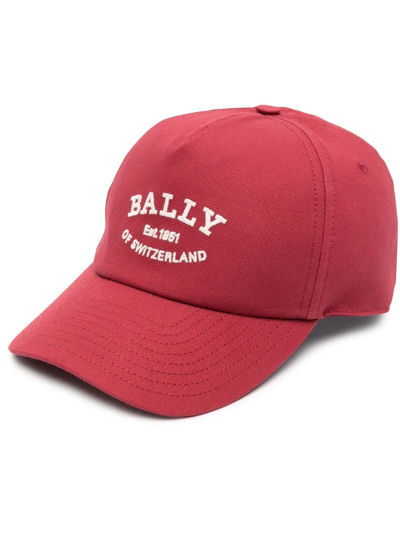 Bally Embroidered-logo Baseball Cap In Red