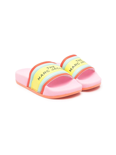 The Marc Jacobs Kids' Logo-print Detail Pool Slides In Pink