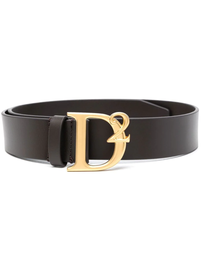 Dsquared2 Teen Logo-buckle Leather Belt In Brown