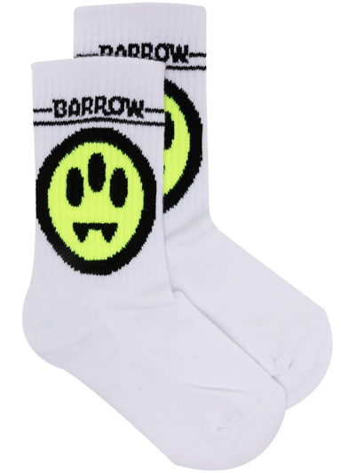 Barrow Kids' Intarsia-knit Logo Socks In White