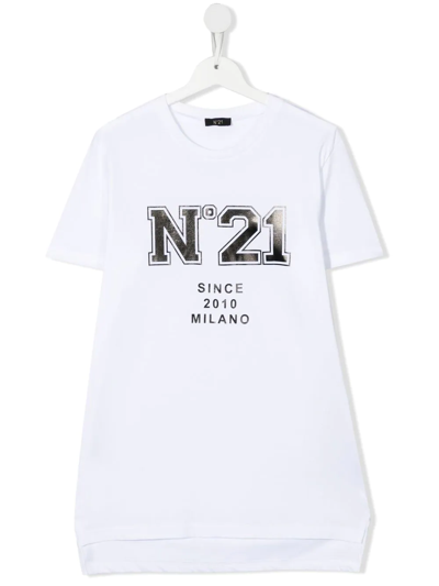 N°21 Teen Logo-print Round-neck T-shirt In Bianco