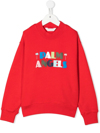 Palm Angels Logo Printed Cotton Sweatshirt In Red