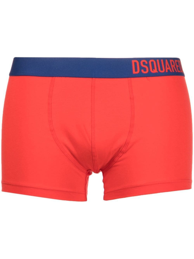 Dsquared2 Logo裤腰四角裤 In Red
