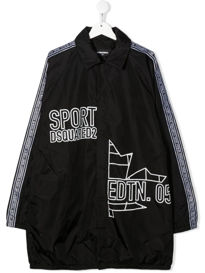 Dsquared2 Teen Logo-tape Techical Jacket In Black