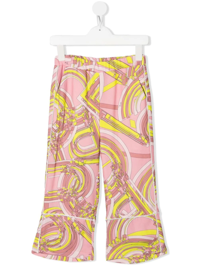 Emilio Pucci Junior Kids' Graphic-print Casual Trousers In Pink