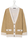 BALMAIN METALLIC-THREAD V-NECK CARDIGAN