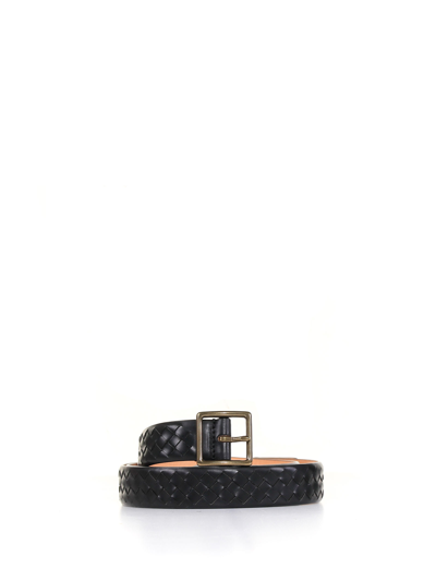 Officine Creative Braided Leather Belt In Nero
