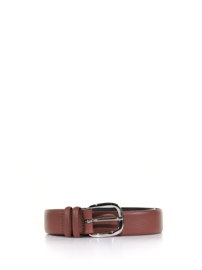 Orciani Dollar Leather Belt In Sigaro
