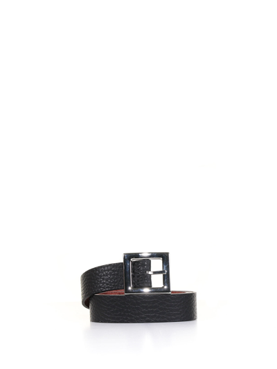 Orciani Leather Belt In Nero Tabacco