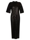 Nanushka Taissa Pleated-sleeve Vegan Leather Midi Dress In Black