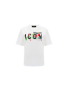 Dsquared2 Icon Splatter Print Jersey T-shirt In Off White