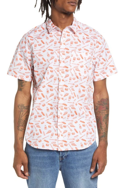 Abound Graphic Short Sleeve Poplin Shirt In White- Orange Bbq Time