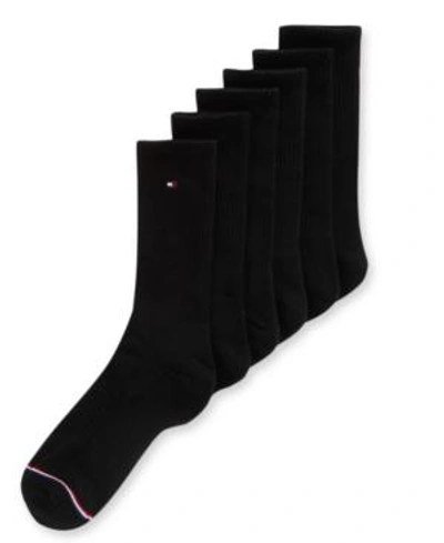 Tommy Hilfiger 6-pack Cushion Sole Sports Crew Socks In Black