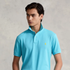 Ralph Lauren Custom Slim Fit Mesh Polo Shirt In Vacation Blue