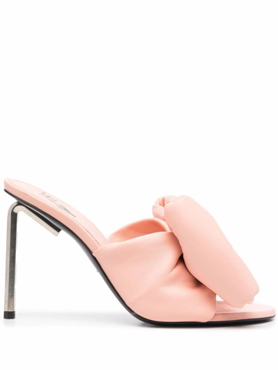 Off-white Bow-detail Padded Mules In Pink