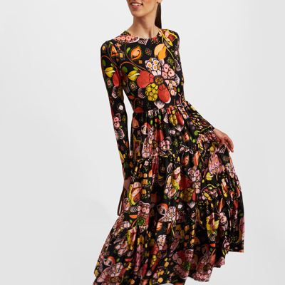 La Doublej Big Floral-printed Tiered Maxi Dress In Eden