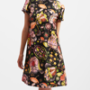 La Doublej Floral-print Maxi Swing Dress With Feathers In Eden