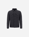 Herno Piumino Denim Jacket In Nylon Trapuntato In Navy Blue