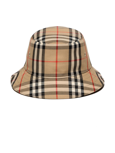 Burberry Babies' Vintage Check Print Bucket Hat In Brown