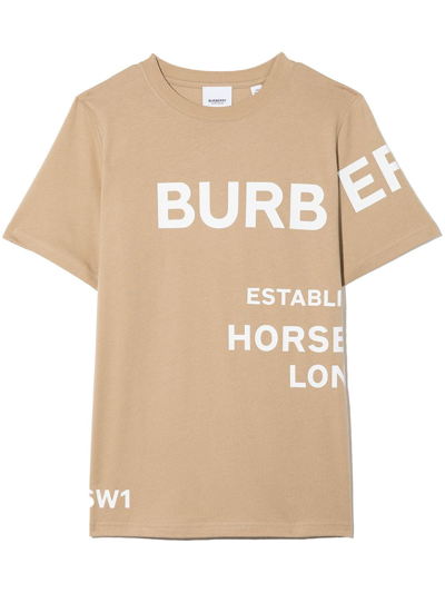 Burberry Teen Logo-print Cotton T-shirt In Neutrals