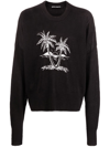 PALM ANGELS PALM TREE-PRINT LINEN JUMPER