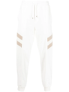 Brunello Cucinelli Contrast Stripe Fleece-back Cotton Sweatpants In White