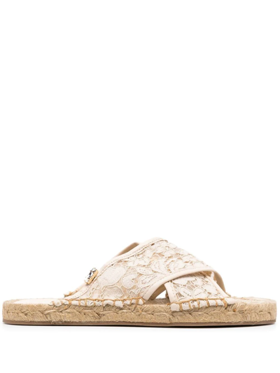 Baldinini Cross-strap Lace Sandals In Neutrals