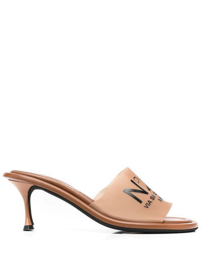 N°21 70mm Logo-print Mules In Brown