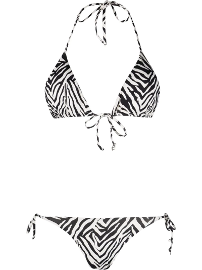 Fisico Reversible Zebra-print Triangle Bikini In White