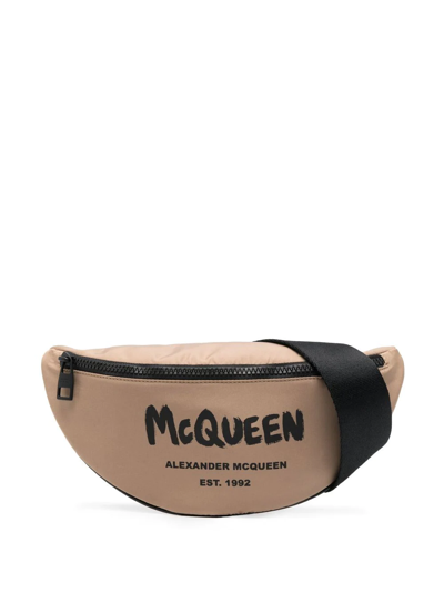 Alexander Mcqueen Logo-print Belt Bag In Brown