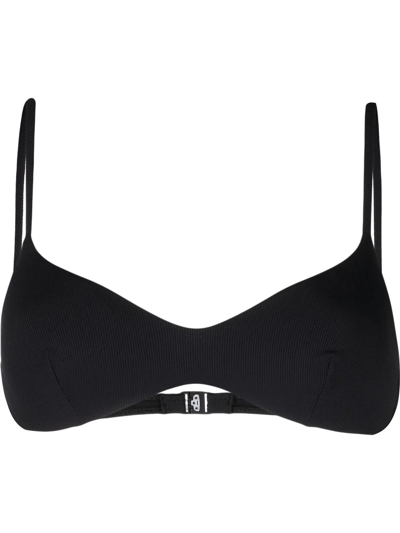 Mc2 Saint Barth May Ribbed Bikini Top In Black