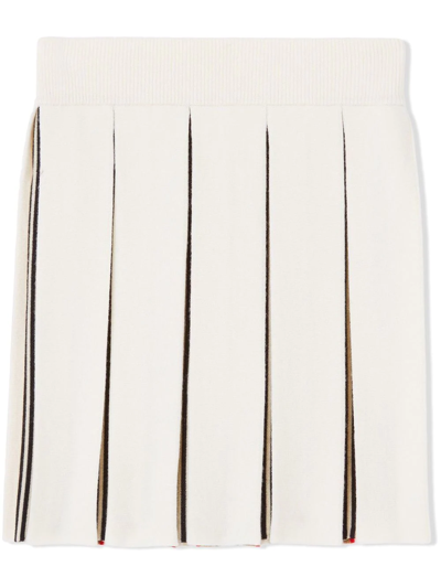 Burberry Kids Pleated Amelia Skirt (3-14 Years) In Ivory