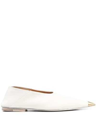 Marsèll Metallic Toe-cap Detail Ballerina Shoes In White