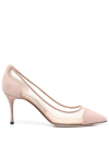 Sergio Rossi Suede-panel Mesh Pumps In Neutrals