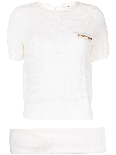 B+ab Embellished Fine-knit Top In White