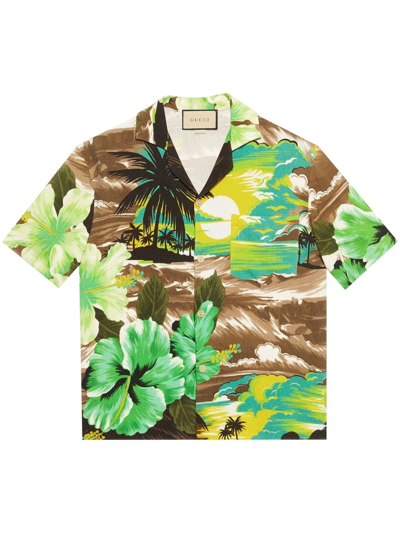 Gucci Printed Short-sleeved Shirt In Green