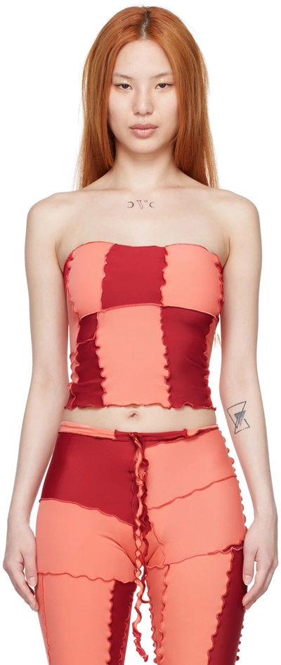 Sherris Pink & Red Nylon Tube Top In Pink/red