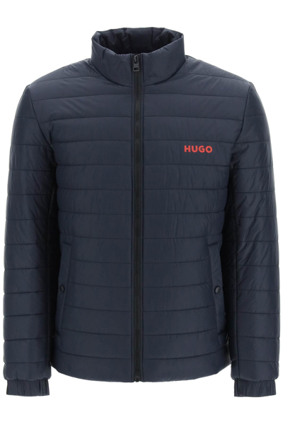 Hugo Logo Padded Jacket In Blue