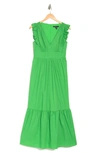 Maggy London V-neck Sleeveless Solid Maxi Dress In Vibrant Green