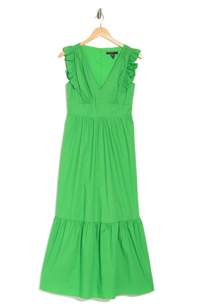 Maggy London V-neck Sleeveless Solid Maxi Dress In Vibrant Green