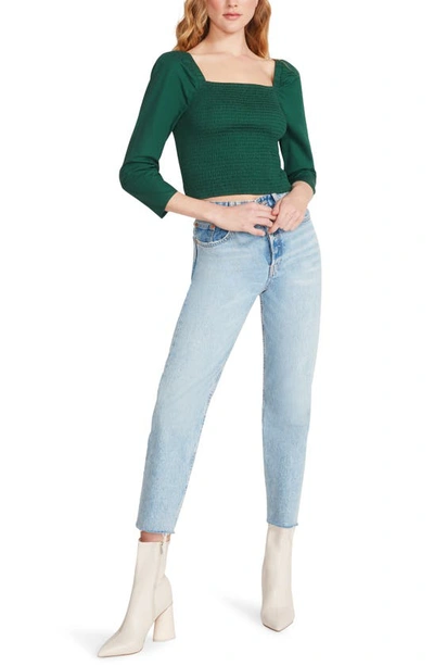 Bb Dakota By Steve Madden Sleeve Me Alone Smocked Puff Sleeve Cotton Top In Greener Pastures