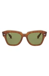 Ray Ban State Street 49mm Square Sunglasses In Havana Beige/ Green